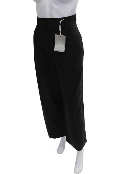 Everlane Womens Black Tencel Ankle Pants Button Closure Petite Size 4