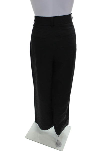 Everlane Womens Black Tencel Ankle Pants Button Closure Petite Size 4