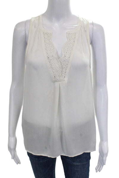 Joie Womens Ivory Silk V Neck Sleeveless Basic Blouse Pullover Size XS
