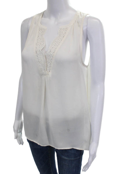 Joie Womens Ivory Silk V Neck Sleeveless Basic Blouse Pullover Size XS