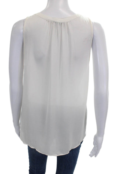 Joie Womens Ivory Silk V Neck Sleeveless Basic Blouse Pullover Size XS