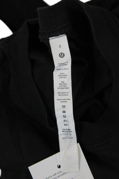 Lululemon Women Black Pima Cotton Basic T-Shirt Short Sleeve Size 2