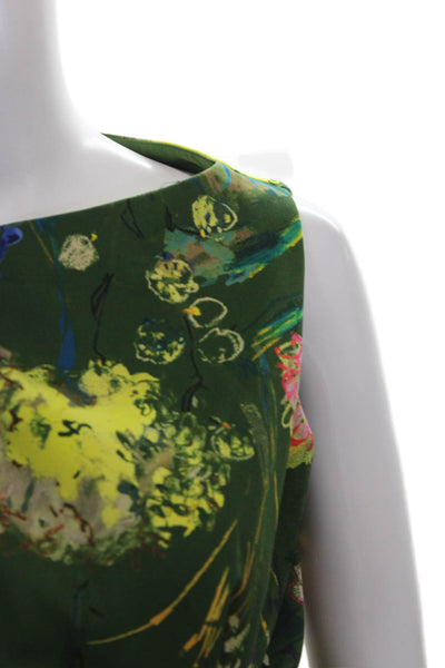 Lela Rose Wom,ens Floral Print Tank Top Creased Pant Set Green Size 4/6