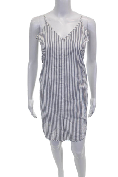 Sandro Women White Floral Shift Dress 3/4 Sleeve Round Neck Cotton Size 36