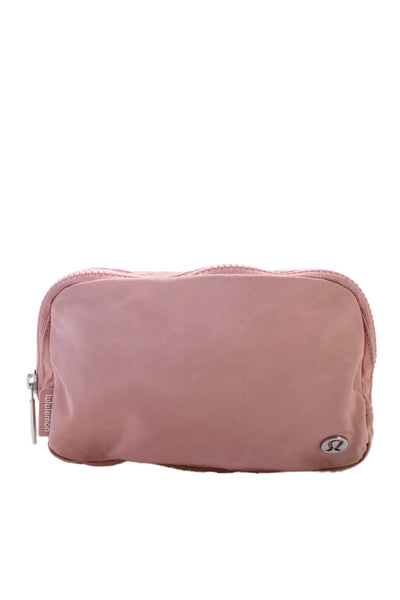 Lululemon Womens Silver Tone Zip Around Adjustable Strap Belt Bag Pink