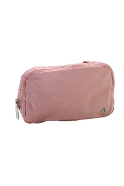 Lululemon Womens Silver Tone Zip Around Adjustable Strap Belt Bag Pink