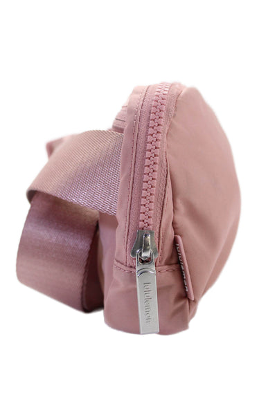 Lululemon Womens Silver Tone Zip Around Adjustable Strap Belt Bag Pink