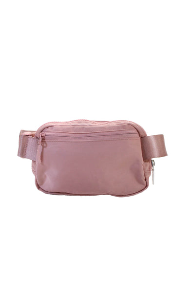 Lululemon Womens Silver Tone Zip Around Adjustable Strap Belt Bag Pink