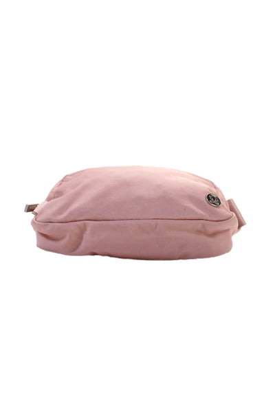 Lululemon Womens Silver Tone Zip Around Adjustable Strap Belt Bag Pink