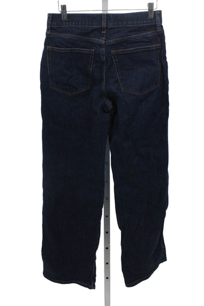 J Crew Women Wide-Leg Jeans High Rise Blue Button Cotton Size 25