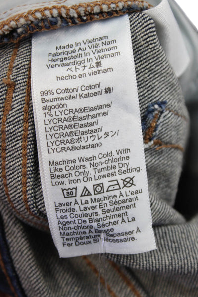 J Crew Women Wide-Leg Jeans High Rise Blue Button Cotton Size 25
