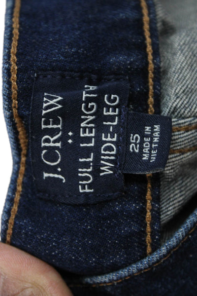 J Crew Women Wide-Leg Jeans High Rise Blue Button Cotton Size 25