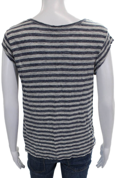 Joie Women Basic T-Shirt Blue Scoop Neck Short Sleeve Cotton Blend Size S