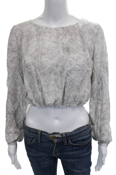 Intermix Women Cropped Silk Animal Print Boatneck Blouse Size 0P
