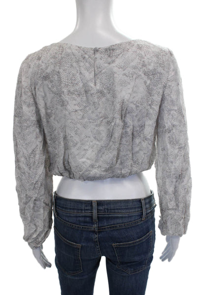 Intermix Women Cropped Silk Animal Print Boatneck Blouse Size 0P