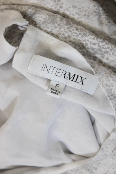Intermix Women Cropped Silk Animal Print Boatneck Blouse Size 0P