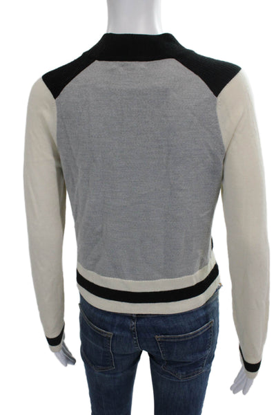 Rag & Bone Women Black Striped Merino Mock Neck Pullover Long Sleeve Size XS