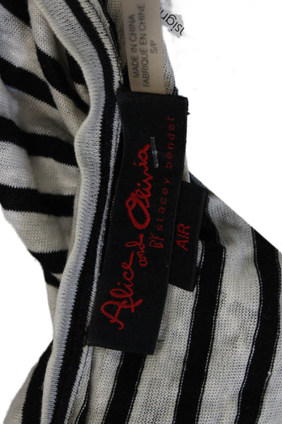 Alice + Olivia Women Striped Black V-Neck Cotton Sleeveless Tank Size S