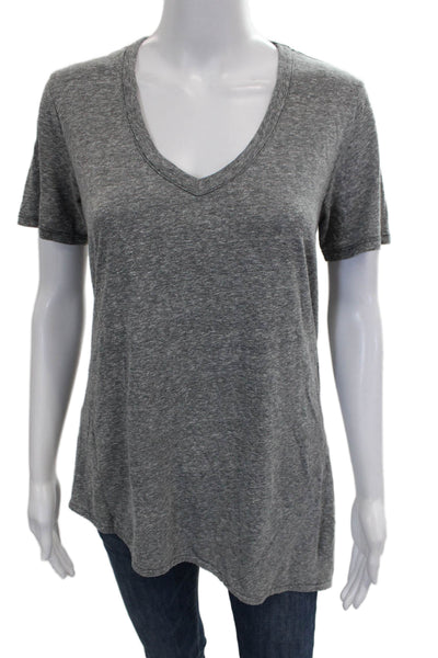 Wilt Womens Basic V-Neck Gray Cotton Blend Short Sleeve T-Shirt Size S