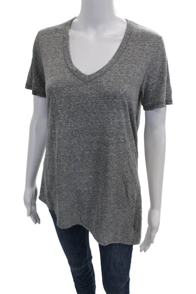 Wilt Womens Basic V-Neck Gray Cotton Blend Short Sleeve T-Shirt Size S