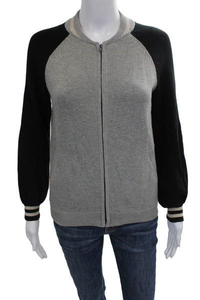 27 Miles Womens Varsity Jacket Gray Wool Blend Zip Long Sleeve Size M