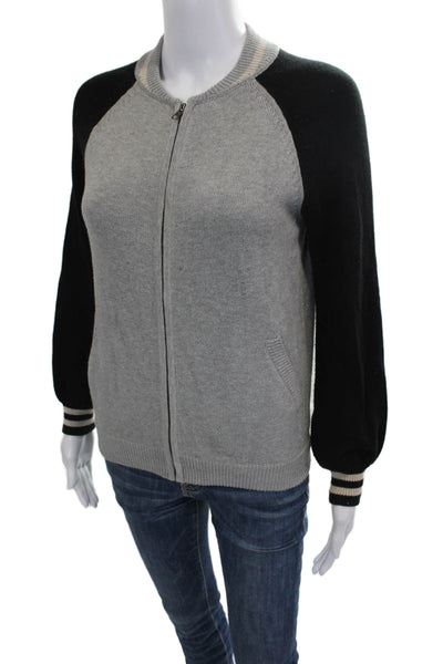 27 Miles Womens Varsity Jacket Gray Wool Blend Zip Long Sleeve Size M