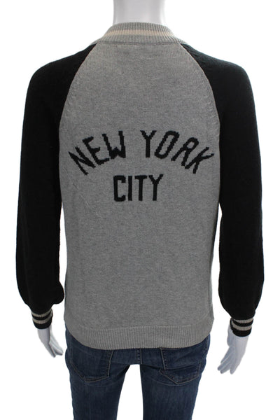 27 Miles Womens Varsity Jacket Gray Wool Blend Zip Long Sleeve Size M