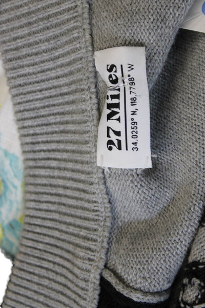 27 Miles Womens Varsity Jacket Gray Wool Blend Zip Long Sleeve Size M