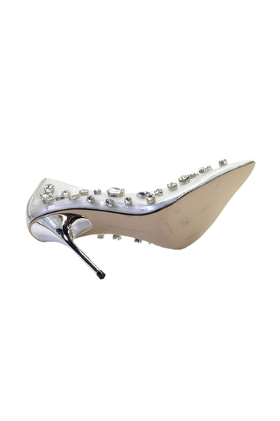 Good American Womens Jeweled Pointed Toe Slide On Pumps Clear Size 8.5