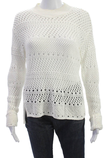 Solid & Striped Womens White Geometric Mock Neck Pullover Long Sleeve Size M