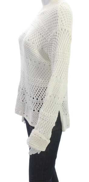 Solid & Striped Womens White Geometric Mock Neck Pullover Long Sleeve Size M