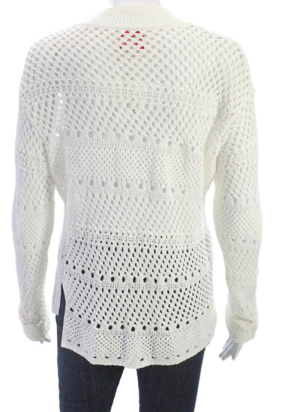 Solid & Striped Womens White Geometric Mock Neck Pullover Long Sleeve Size M