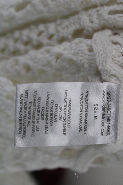 Solid & Striped Womens White Geometric Mock Neck Pullover Long Sleeve Size M