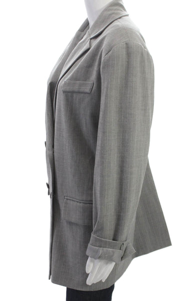 The Frankie Shop Women Gray Pinstripe Blazer Button Long Sleeve Size S