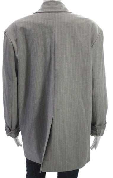 The Frankie Shop Women Gray Pinstripe Blazer Button Long Sleeve Size S