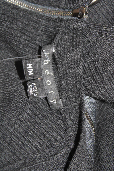 Theory Women Sweater Dress Gray Wool 3/4 Sleeve Crew Neck Size M