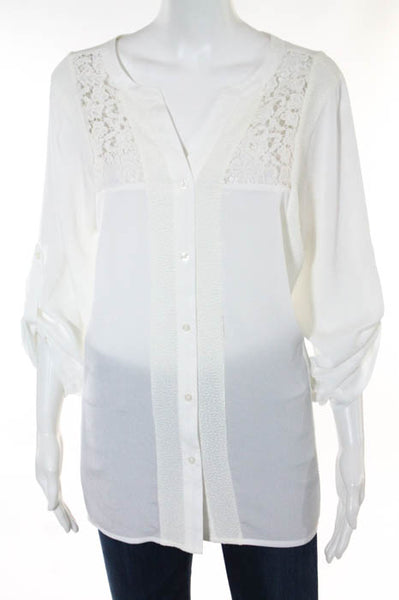 Calvin Klein Ivory 3/4 Sleeve Embellished Button Front Blouse Size 0X