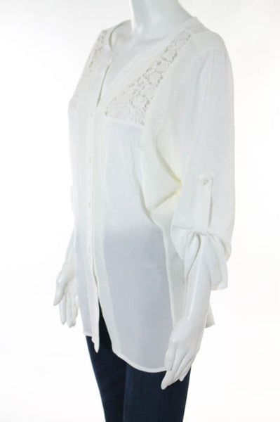 Calvin Klein Ivory 3/4 Sleeve Embellished Button Front Blouse Size 0X