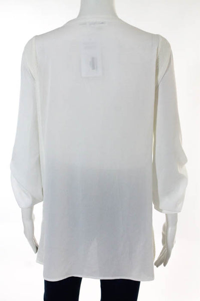 Calvin Klein Ivory 3/4 Sleeve Embellished Button Front Blouse Size 0X