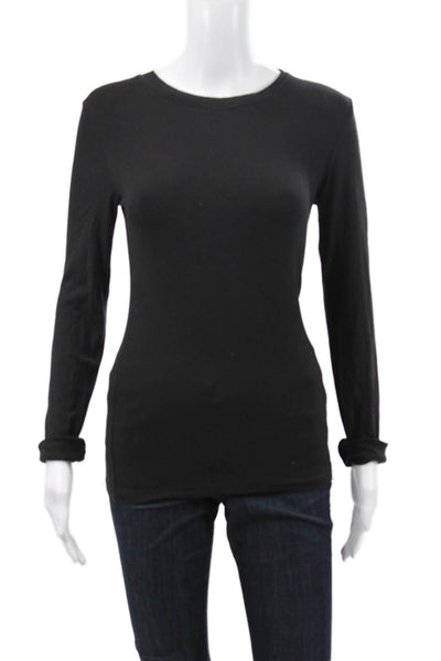 Mono B Women Basic Black Long Sleeve Crew Neck T-Shirt Size M