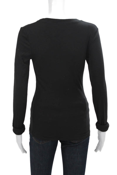 Mono B Women Basic Black Long Sleeve Crew Neck T-Shirt Size M