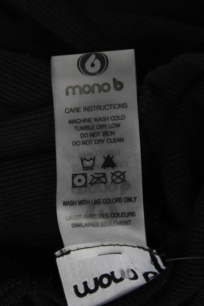 Mono B Women Basic Black Long Sleeve Crew Neck T-Shirt Size M