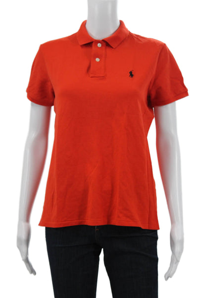 Ralph Lauren Womens Orange Collared Short Sleeve Polo Solid Golf Size M