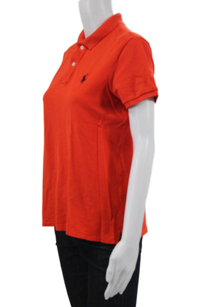 Ralph Lauren Womens Orange Collared Short Sleeve Polo Solid Golf Size M