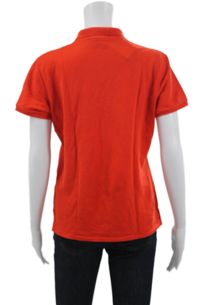 Ralph Lauren Womens Orange Collared Short Sleeve Polo Solid Golf Size M