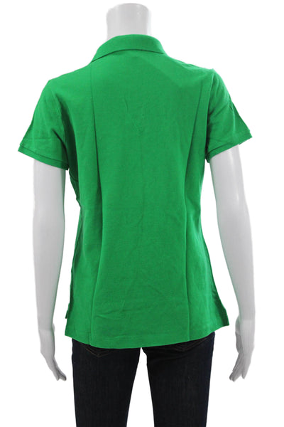 Ralph Lauren Women Basic Polo Shirt Green Short Sleeve Cotton Collared Size L