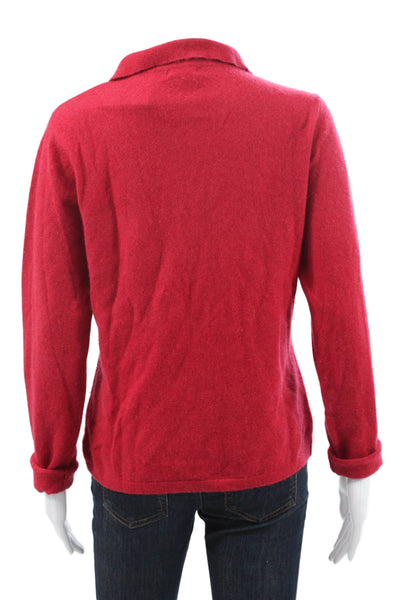 J. Mclaughlin Womens Cashmere Polo Sweater Red Collared Size M