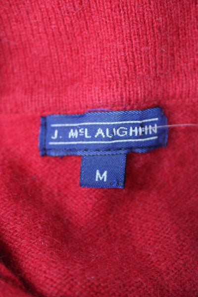 J. Mclaughlin Womens Cashmere Polo Sweater Red Collared Size M