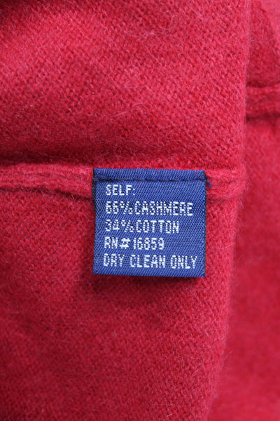 J. Mclaughlin Womens Cashmere Polo Sweater Red Collared Size M