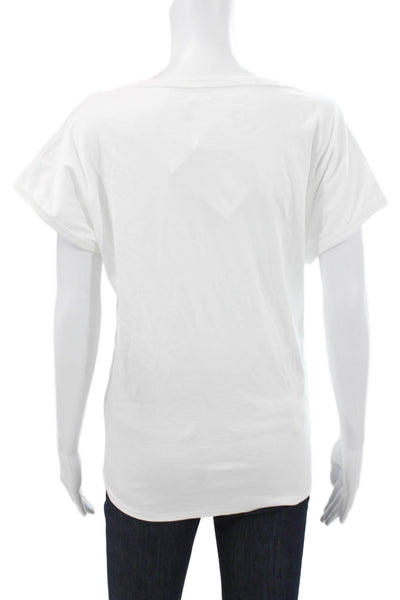 Beyond Threads Women White Pima Cotton T-Shirt Round Neck Short Sleeve Size L